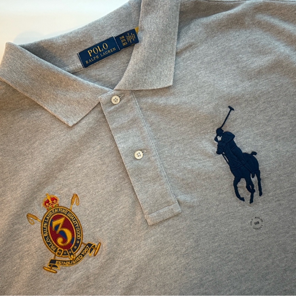 Polo Ralph Lauren Big Pony Crest Mesh Polo Shirt Gray Size 3XL NWT - Picture 6 of 11